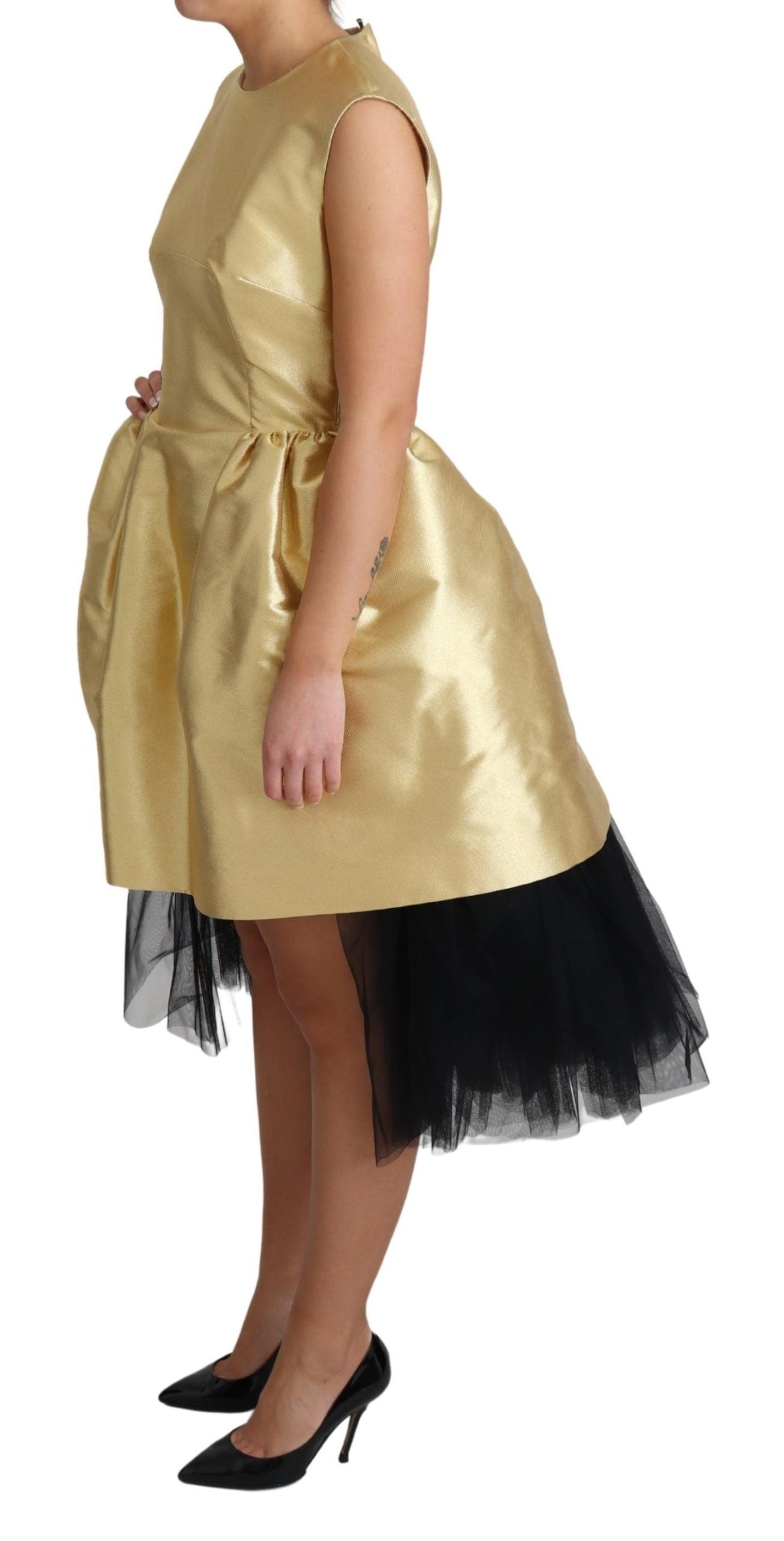 Elegant Gold Flared A-Line Dress