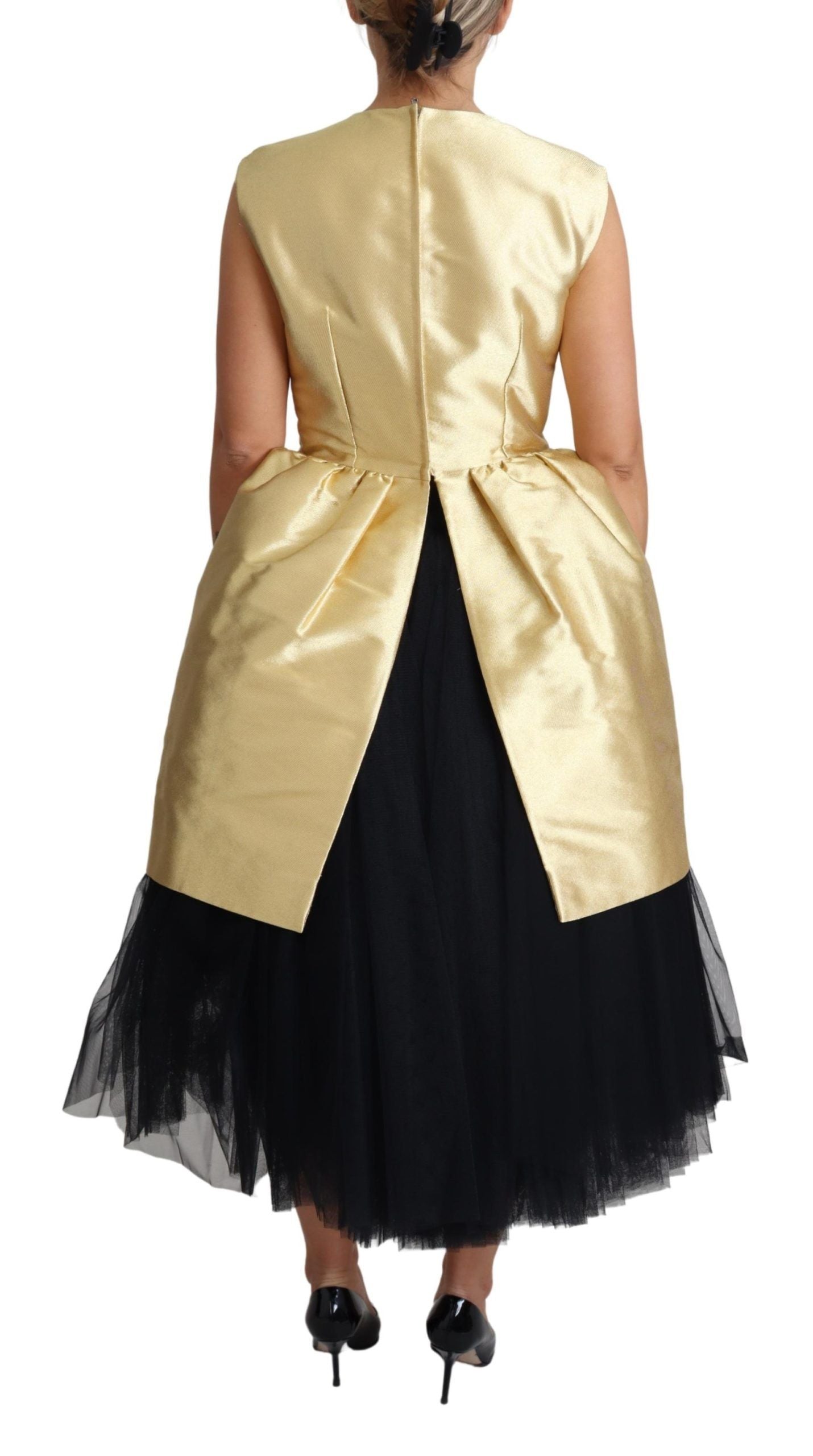 Elegant Gold Flared A-Line Dress