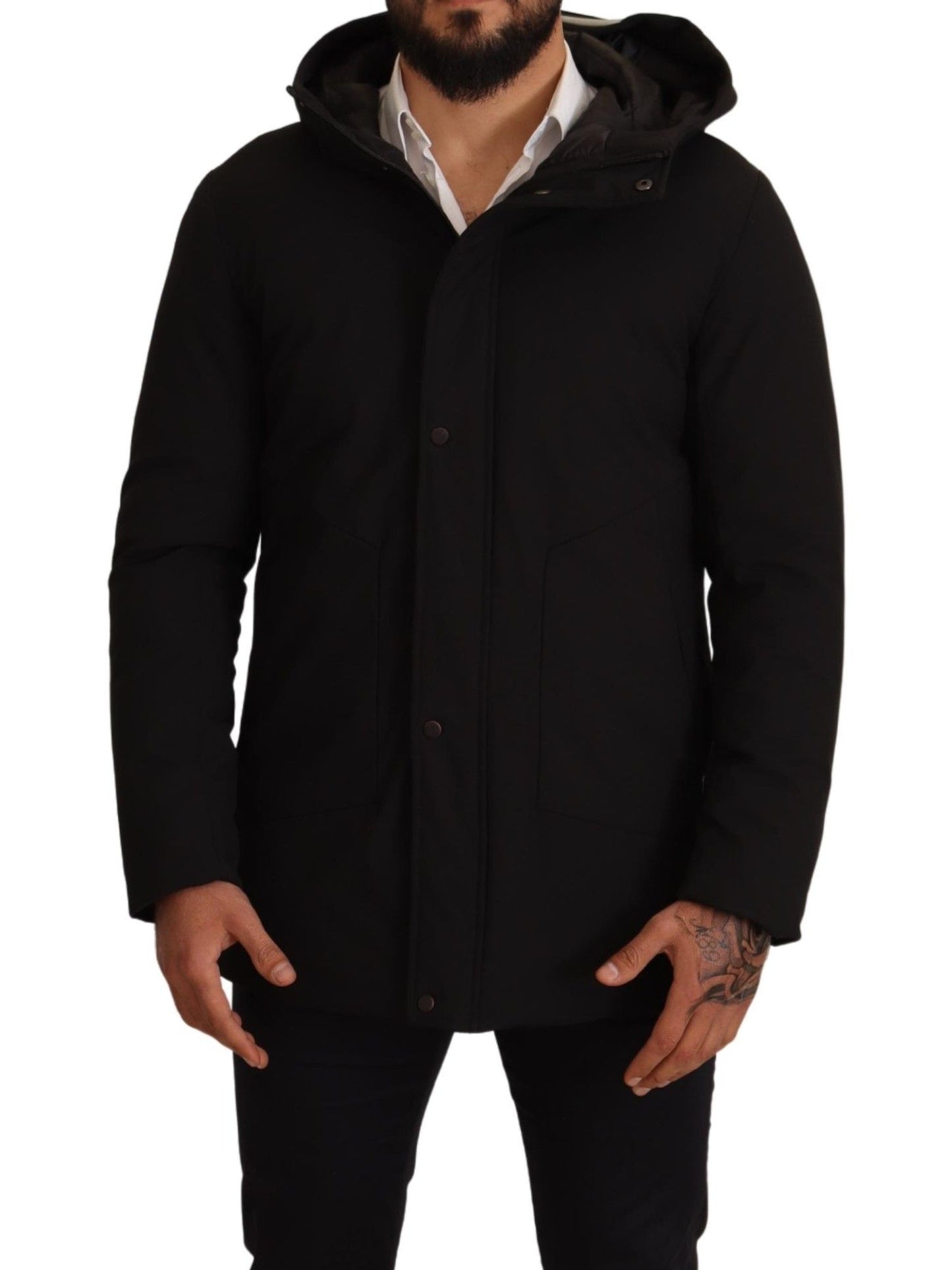 Elegant Lightweight Black Windbreaker Jacket