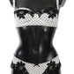 Elegant White & Black Lace Silk Lingerie Set