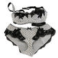 Elegant White & Black Lace Silk Lingerie Set