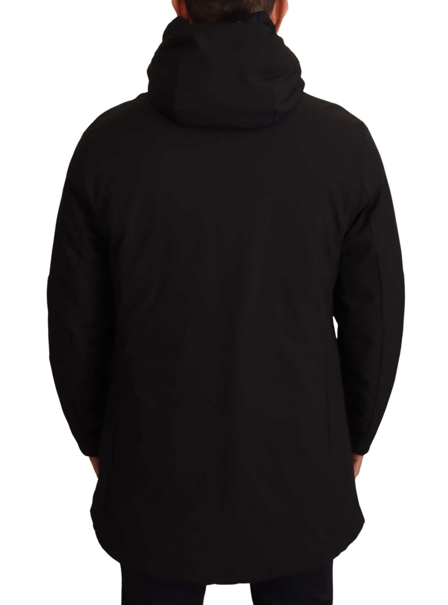 Sleek Black Lightweight Hooded Windbreaker