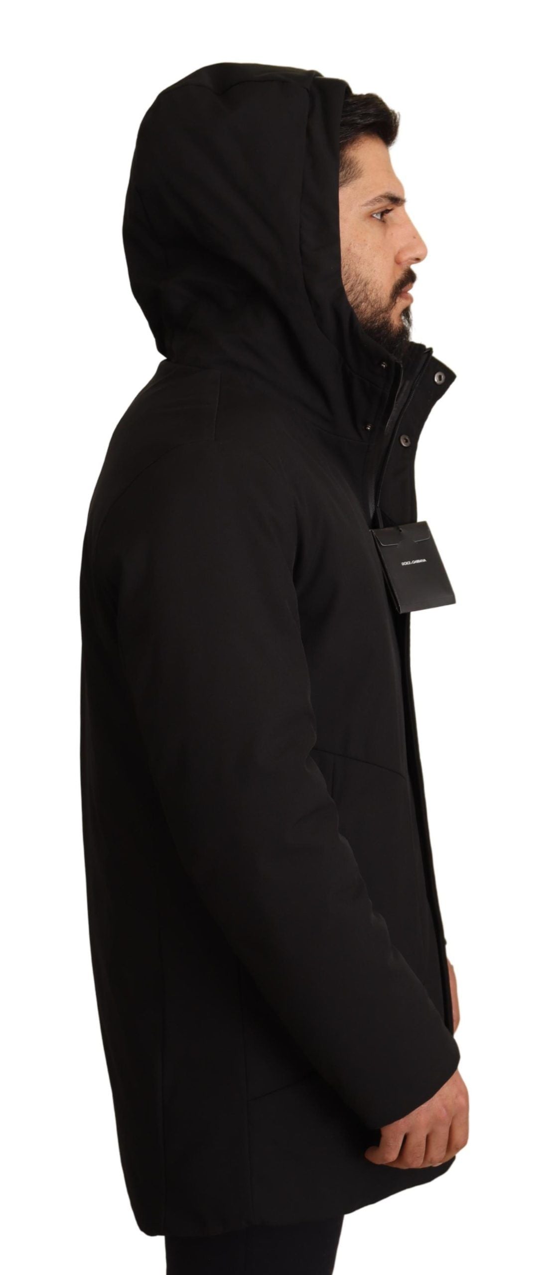 Sleek Black Lightweight Hooded Windbreaker