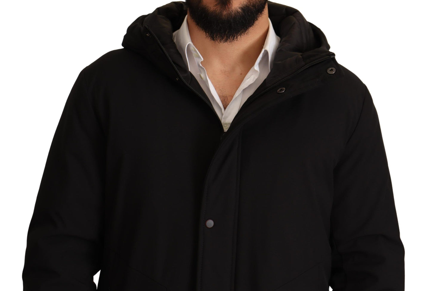 Sleek Black Lightweight Hooded Windbreaker