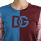 Multicolor Lace Round Neck Pullover Sweater