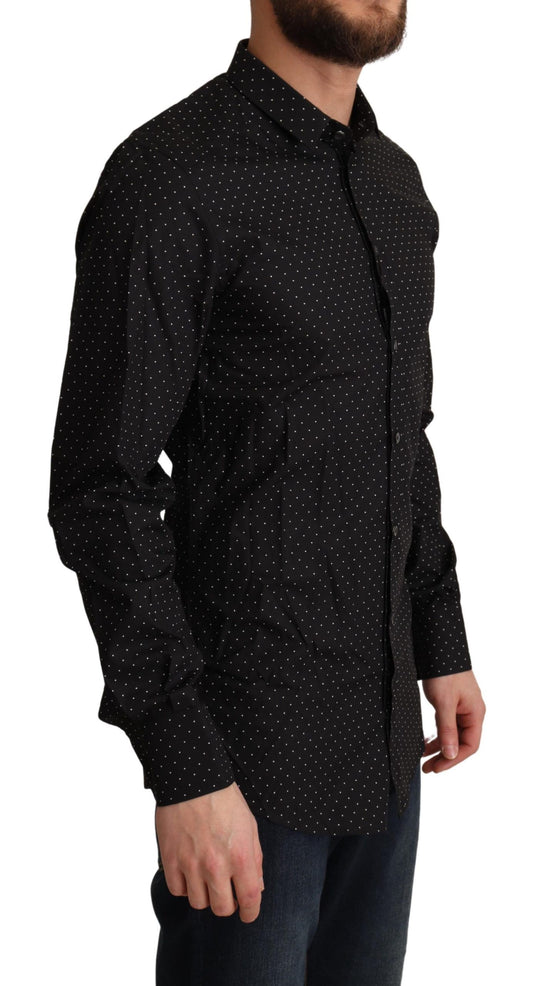 Elegant Slim Fit Black Cotton Dress Shirt