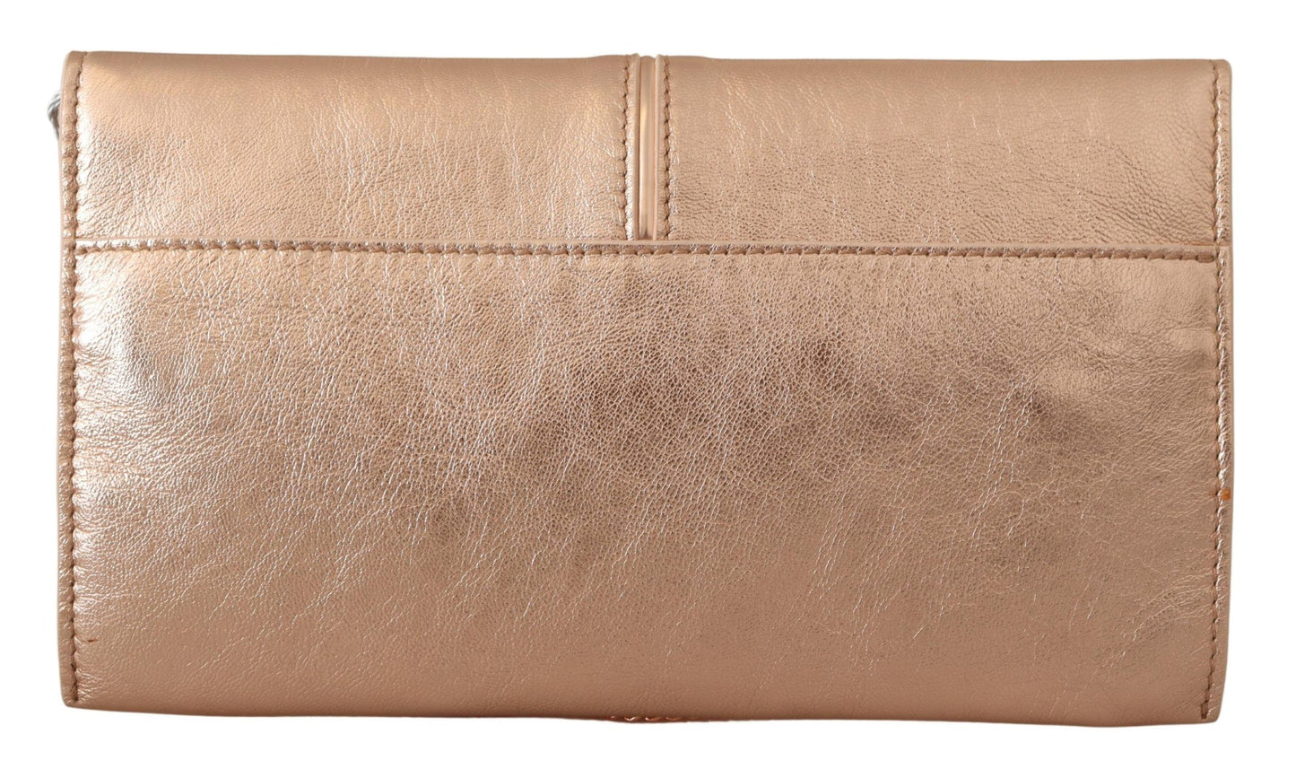 Elegant Rose Gold Leather Shoulder Bag