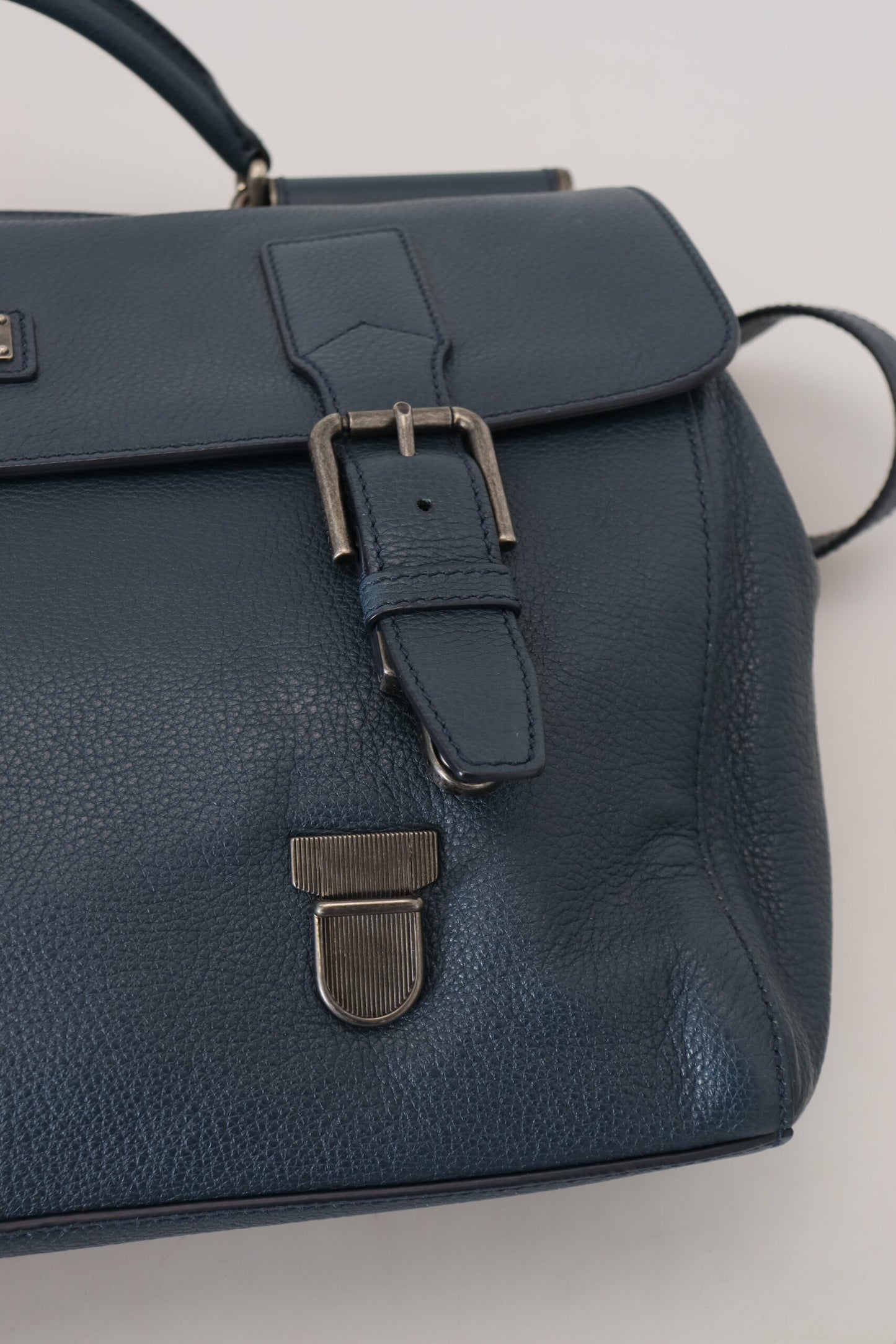 Elegant Blue Leather Work Bag