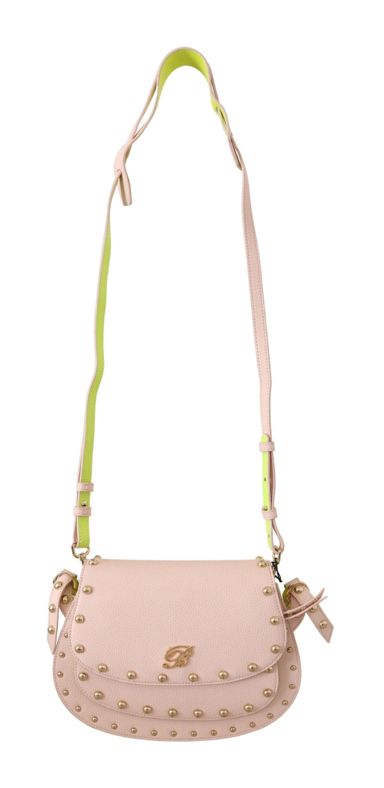 Elegant Leather Shoulder Flap Bag in Pink & Green