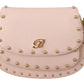 Elegant Leather Shoulder Flap Bag in Pink & Green