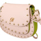Elegant Leather Shoulder Flap Bag in Pink & Green