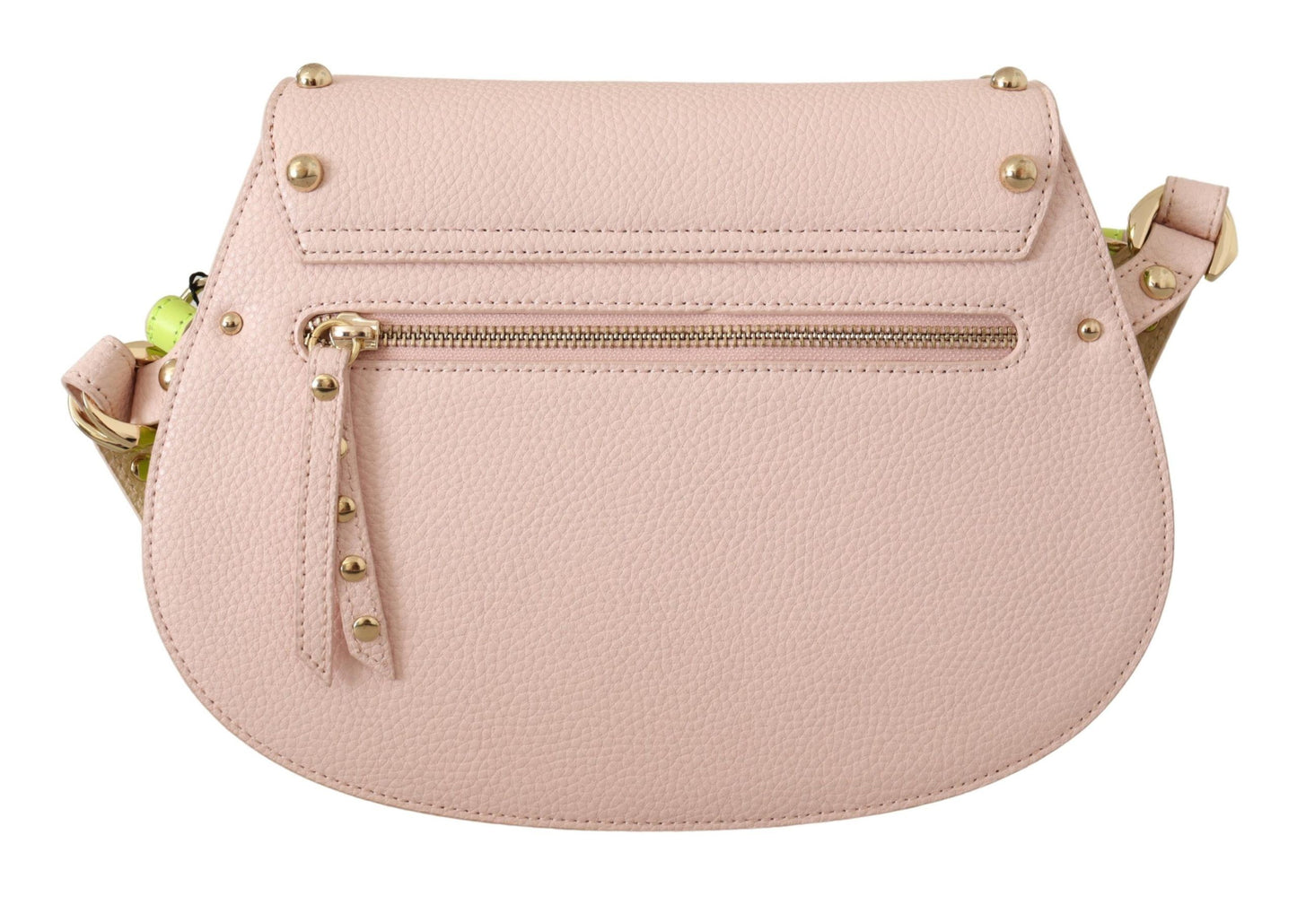 Elegant Leather Shoulder Flap Bag in Pink & Green