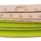 Elegant Leather Shoulder Flap Bag in Pink & Green