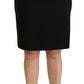 Elegant Black Virgin Wool High-Waist Skirt