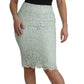 Elegant Mint Green Lace Skirt High Waist