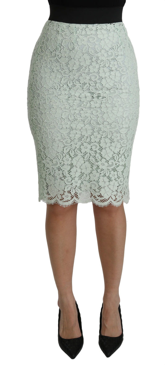 Elegant Mint Green Lace Skirt High Waist