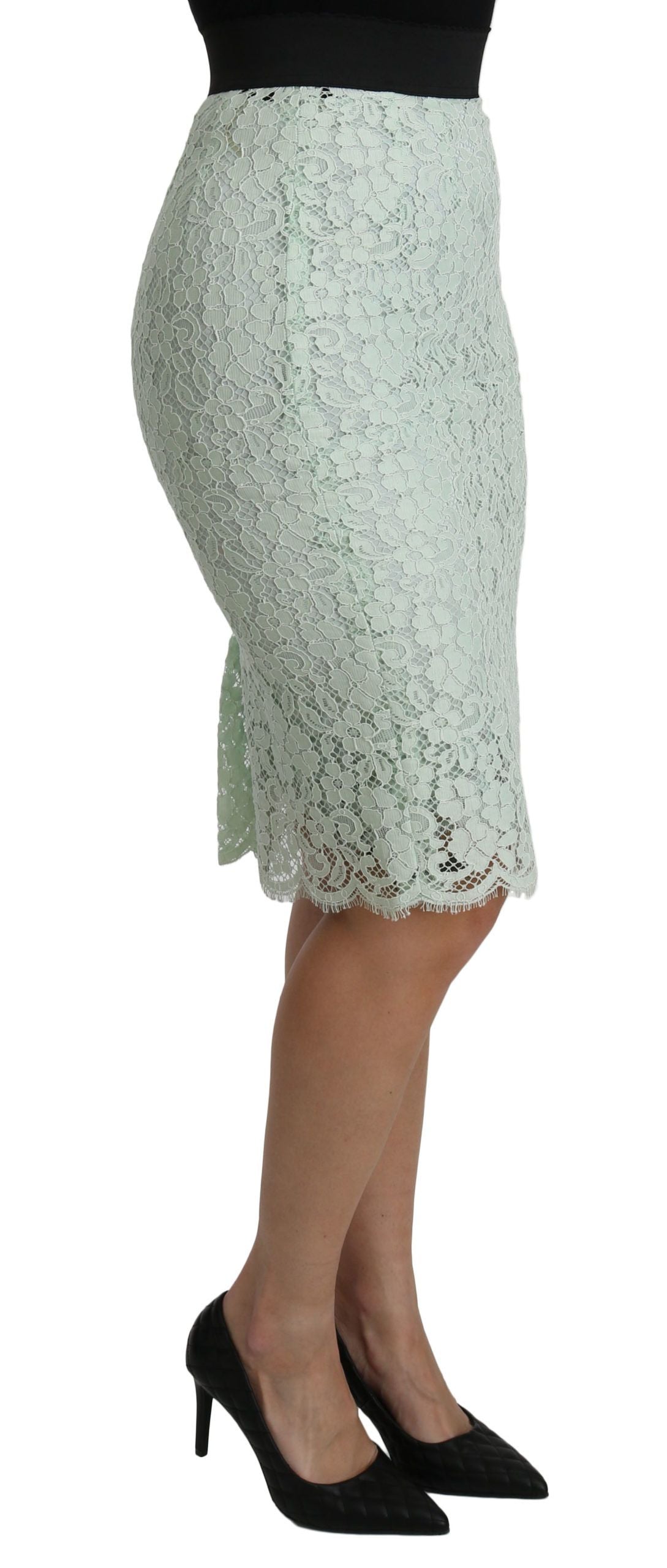 Elegant Mint Green Lace Skirt High Waist