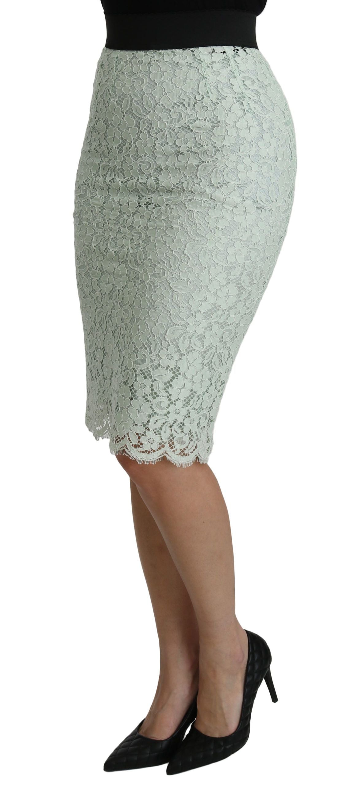 Elegant Mint Green Lace Skirt High Waist