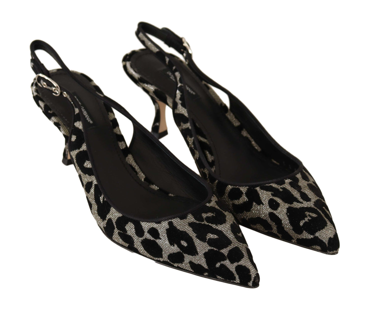 Silver Leopard Slingback Pumps