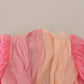 Pink Silk Wrap Long Sleeves Blouse Top