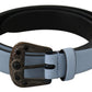 Elegant Blue Leather Crystal Buckle Belt