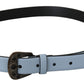 Elegant Blue Leather Crystal Buckle Belt