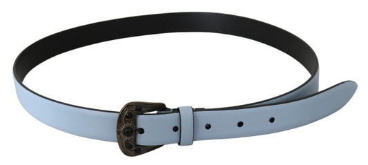 Elegant Blue Leather Crystal Buckle Belt