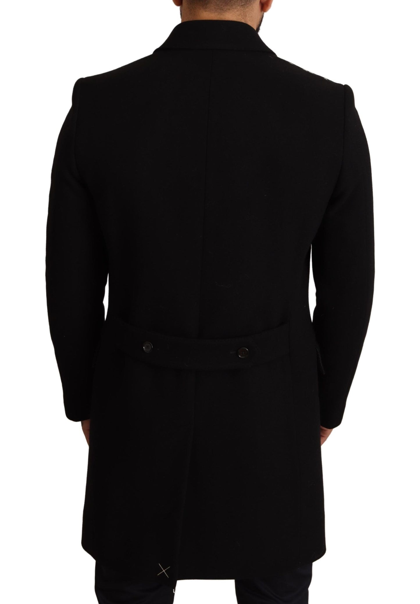 Elegant Double-Breasted Black Coat