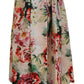 High Waist Floral Silk Midi Skirt