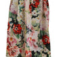 High Waist Floral Silk Midi Skirt