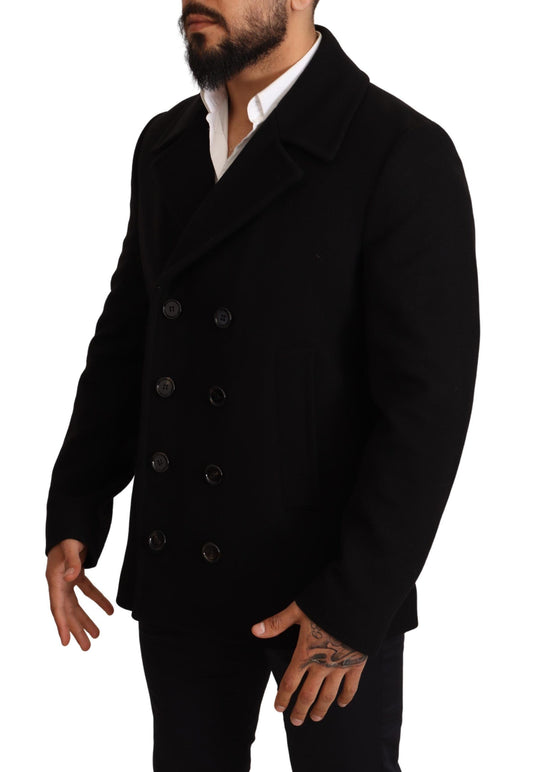 Elegant Double Breasted Wool-Blend Pea Coat