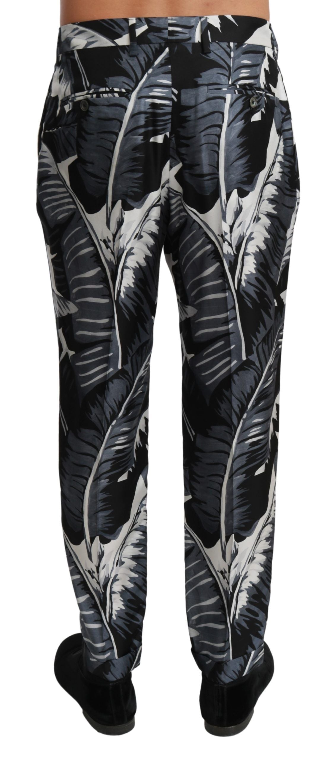 Elegant Silk Banana Leaf Print Pants