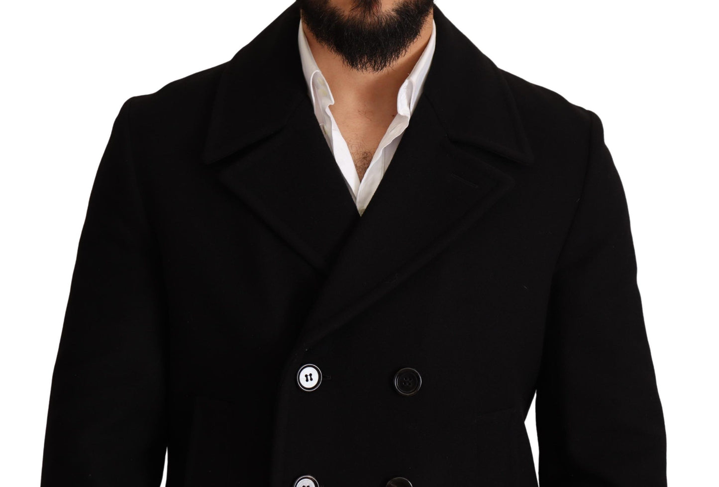 Elegant Double Breasted Wool-Blend Pea Coat