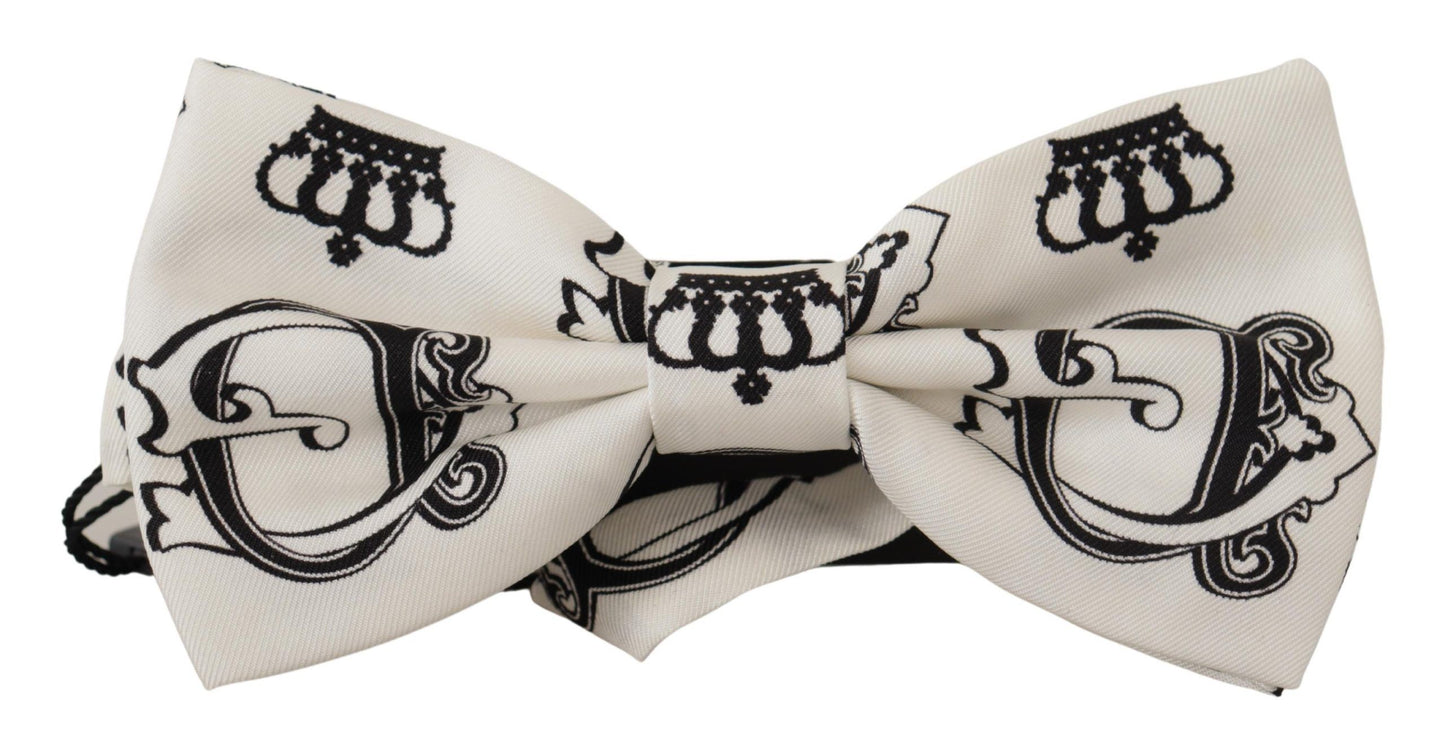 Regal Crown Pattern Silk Bow Tie