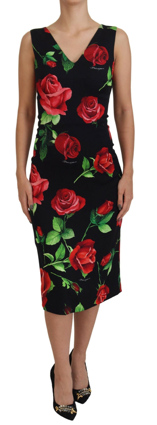 Elegant Floral Sheath Midi Dress