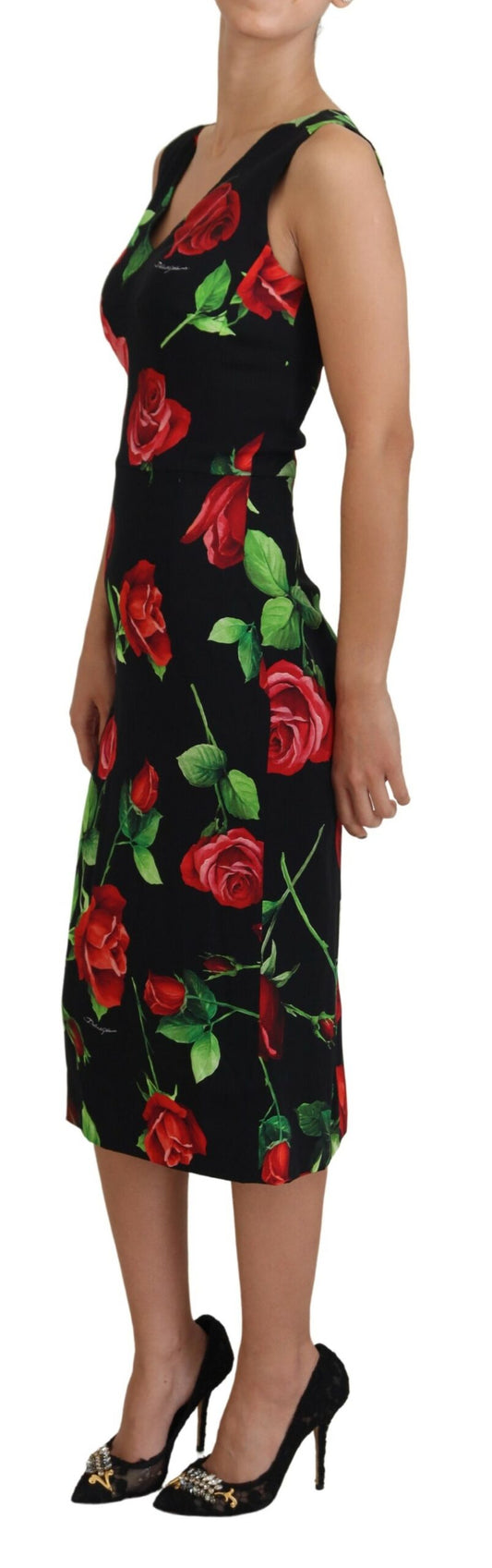 Elegant Floral Sheath Midi Dress