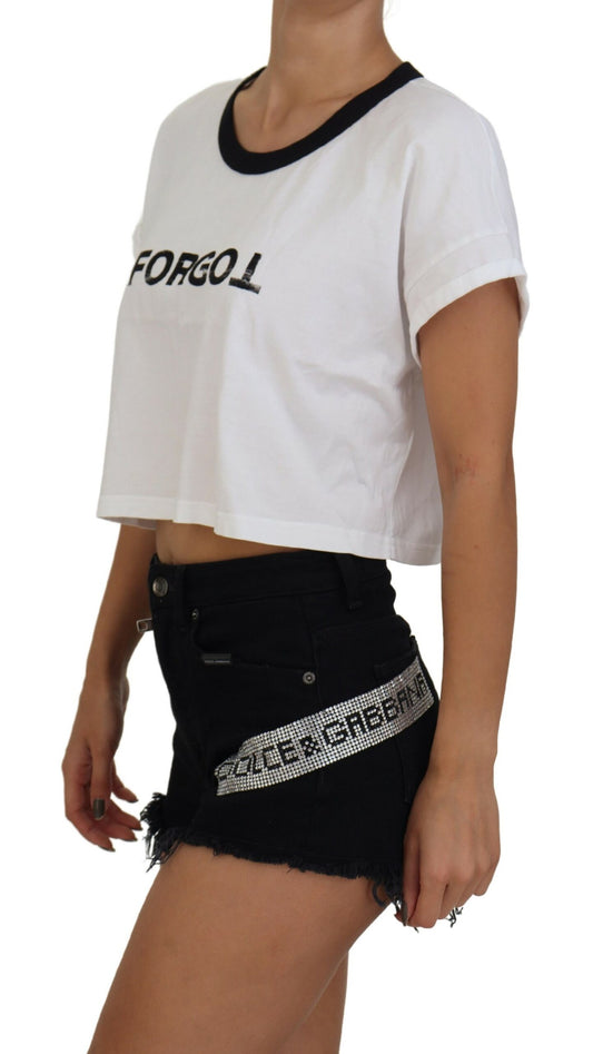 Chic White Cotton Crop Top Tee