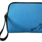 Elegant Blue Polyamide Pouch Bag