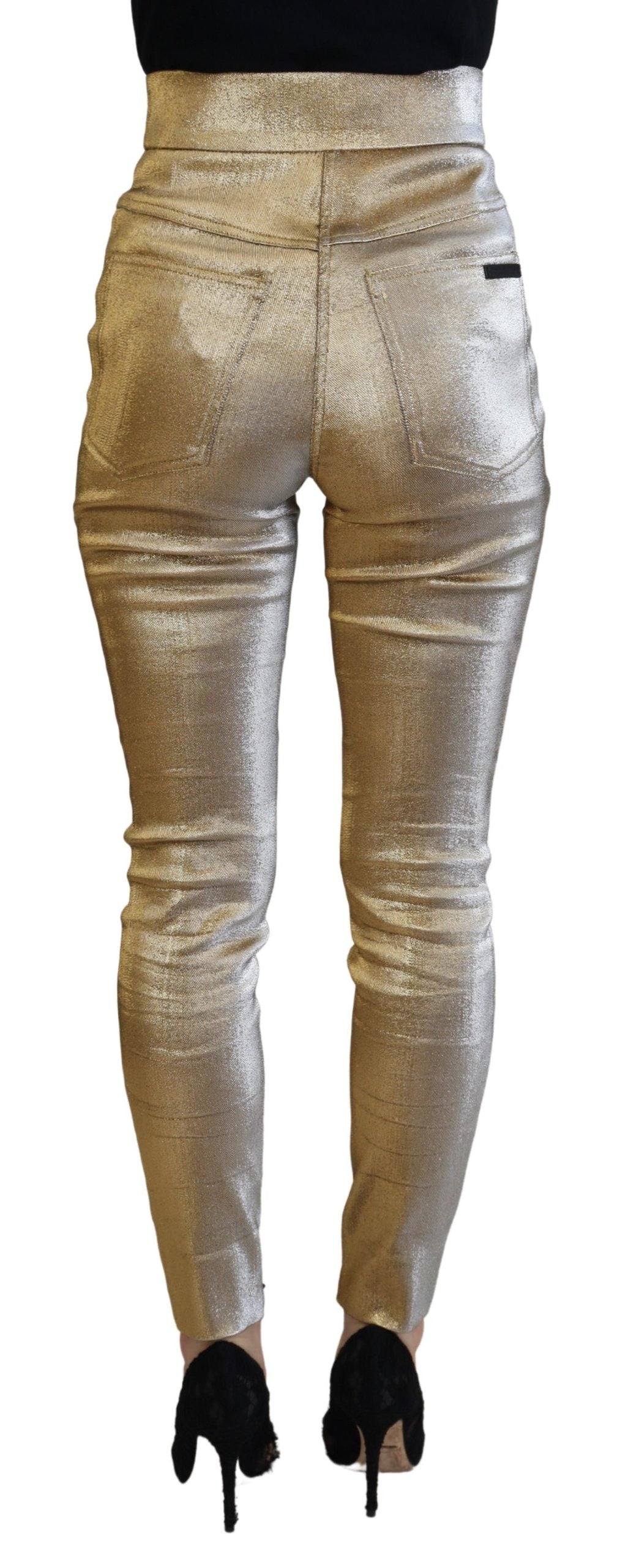 Elegant Gold-Toned Denim Pants