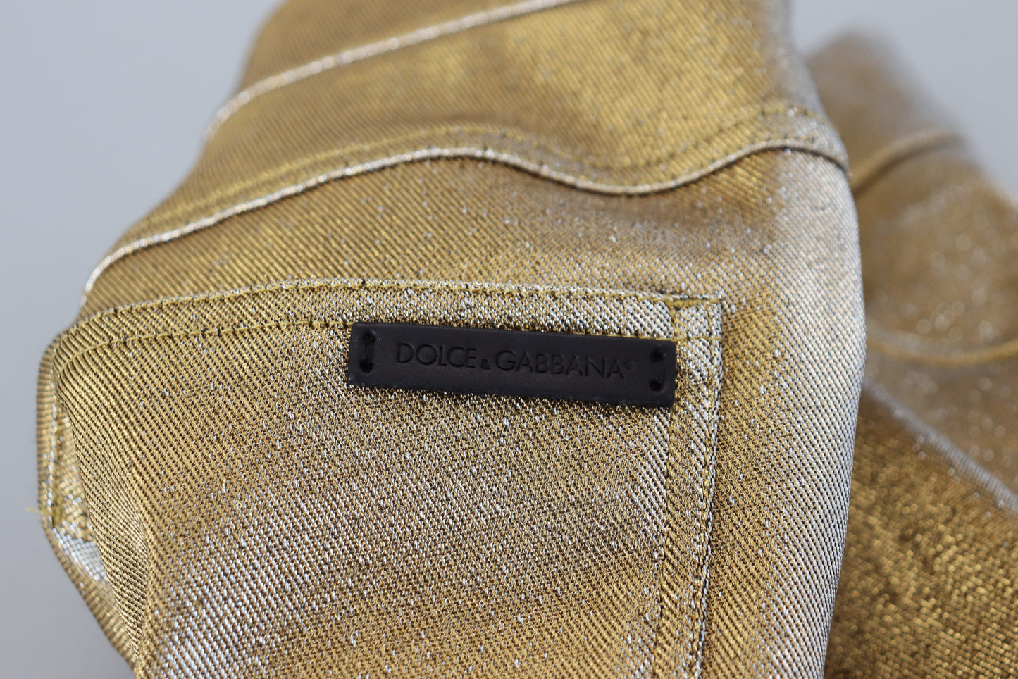 Elegant Gold-Toned Denim Pants