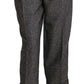 Gray Wool Pleated Cropped Trouser Pants