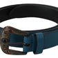 Elegant Crystal-Embellished Leather Belt