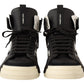 Elegant High Top Leather Sneakers in Black and Gray