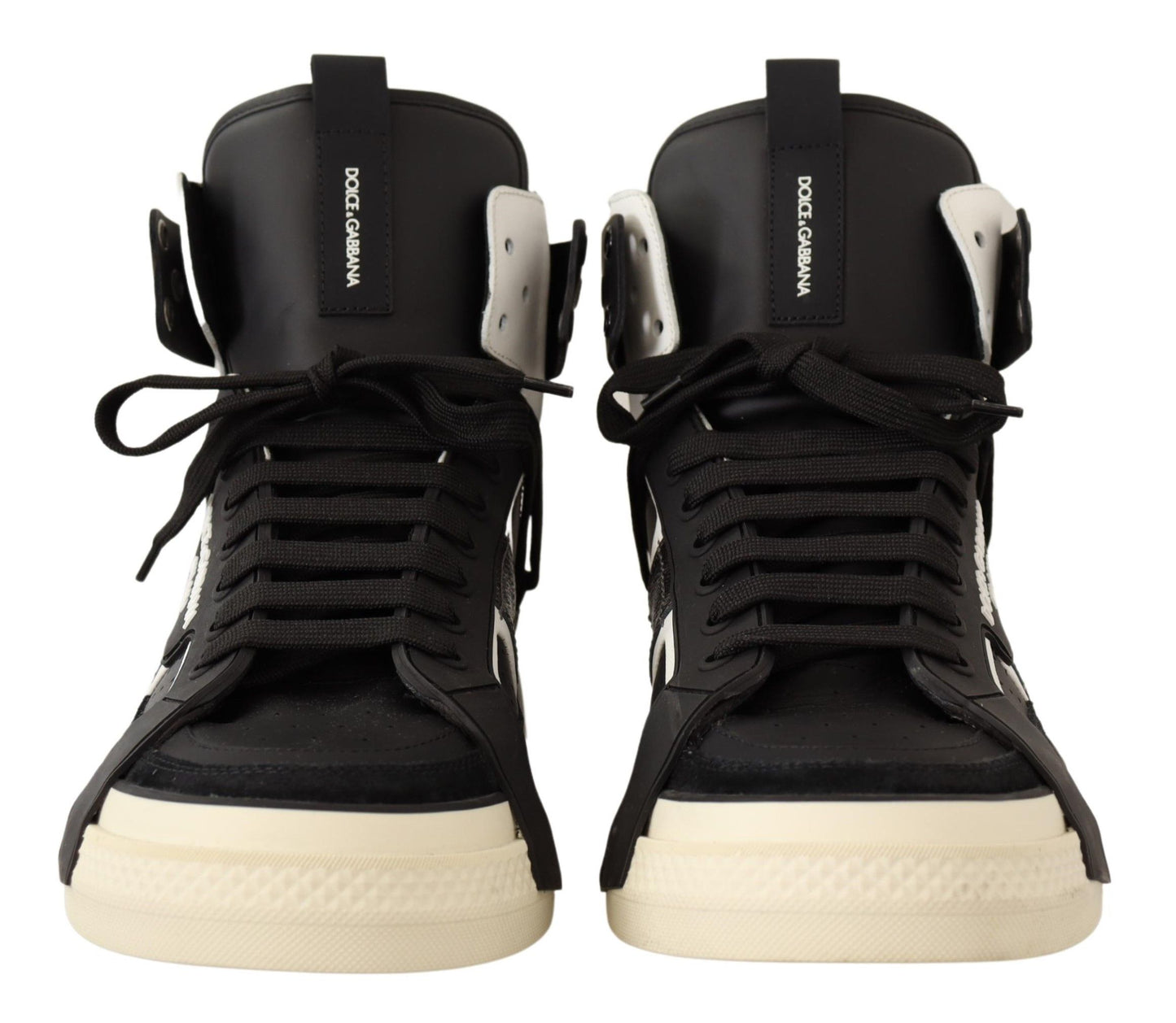 Elegant High Top Leather Sneakers in Black and Gray