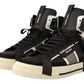 Elegant High Top Leather Sneakers in Black and Gray