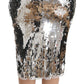 Silver Sequined Knee-Length Luxury Skirt