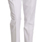 Elegant White Cotton Blend Trousers