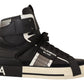 Elegant High Top Leather Sneakers in Black and Gray