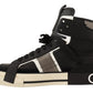 Elegant High Top Leather Sneakers in Black and Gray