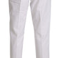 Elegant White Cotton Blend Trousers